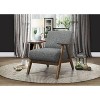 CAVINAS Mid-Century Modern Accent Chair with Solid Rubber Wood Frame and Textured Fabric Upholstery, Walnut Finish - 4 of 4