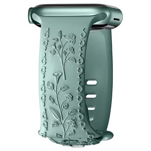 HTUTWOO Flower Engraved Apple Watch Band, Embossed Raised Rose Silicone Strap 38/40/41/42/44/45/46/49mm for iWatch Series 11 10 9 8 7 6 5 4 SE Ultra - 1 of 4