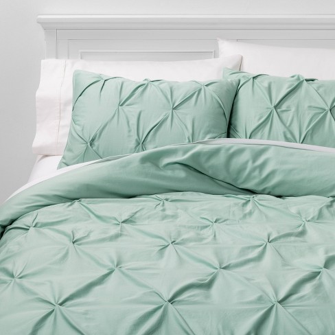 Full Queen Pinch Pleat Duvet Cover Set Mint Threshold Target