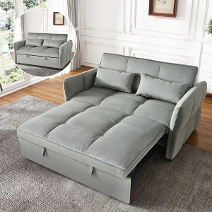 3-Seater Velvet 3-in-1 Pull Out Reclining Sofa Bed with Pillows, Hardwood Frame, and Easy Assembly - 1 of 4