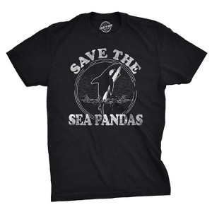 Mens Save The Sea Pandas Funny Whale Orca Dolphin Ocean Life T shirt - Crazy Dog Men's T Shirt - 1 of 4