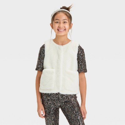 Girls Faux Fur Vest Cat Jack Cream M Target