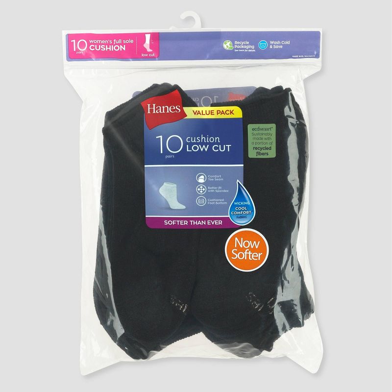 Hanes Women's Extended Size 10pk Low Cut Socks - 8-12, 4 of 6