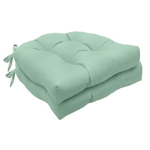 Habitat Tufted Ultra Soft Comfortable Chair Pad Pack of 2 Each 15" X 15" Aqua - 1 of 4