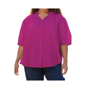 Women's Cotton Short Sleeve Collar Shirt - Plus - On The Plus Side - 1 of 1