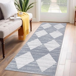 Machine Washable Checkered Rug - Non-Slip, Stain-Resistant, No-Shedding for Dining, Living Room, Bedroom - Easy Clean High Traffic Area Rug - 1 of 4