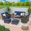 UPTIOT 9-Piece Wicker Steel Outdoor Patio Conversation Set - 2 of 4