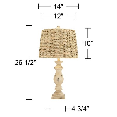 Beige Resin and Grass Tropical Table Lamp Set