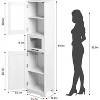 Pantry Cabinet, Tall Bathroom Storage Cabinet with Glass Doors and Adjustable Shelf, Freestanding Cupboard Tall Linen Cabinets for Kitchen, White - 2 of 4