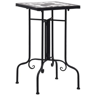 vidaXL Side Table Blue and White Iron and Ceramic Small Durable
