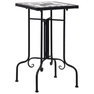 vidaXL Side Table Blue and White Iron and Ceramic Small Durable - 1 of 4