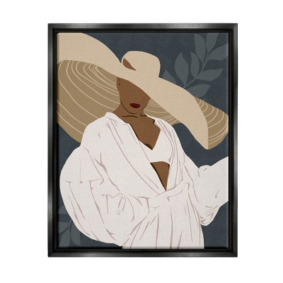 Stupell Industries Boho Sun Hat Botanical LeafFloater Canvas Wall Art