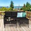 Tangkula Set of 3 3-Seat Sofa Cushioned Table Rattan Furniture Set Garden Patio - 3 of 4