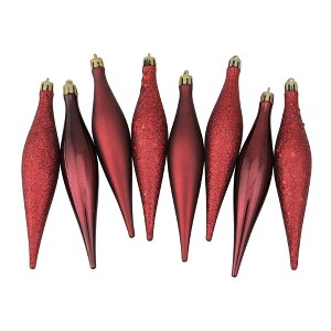 Northlight 8ct Burgundy Red Shatterproof 4-Finish Christmas Finial Drop Ornaments 6" (152mm) - 1 of 1