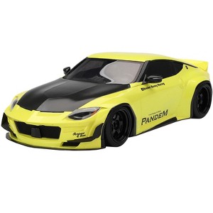 Nissan Z (RZ34) "Pandem" Ikazuchi Yellow with Matt Black Hood 1/18 Model Car by Top Speed - 1 of 4