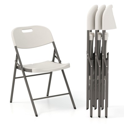 Tangkula 4 Pack / 8 Pack / 12 Pack Folding Chairs, Stackable Plastic Chairs with Waterproof HDPE Seat