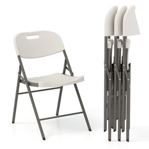 Tangkula 4 Pack / 8 Pack / 12 Pack Folding Chairs, Stackable Plastic Chairs with Waterproof HDPE Seat - 1 of 4
