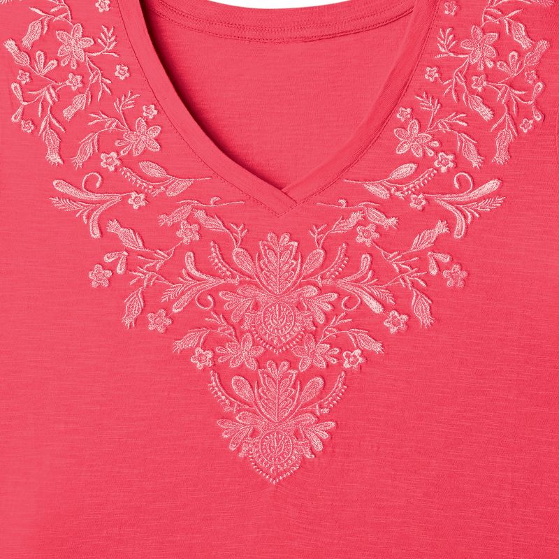 Collections Etc Embroidered V-neck Tee, 3 of 6