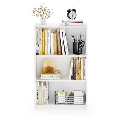 Adjustable 3-Tier White Composite Wood Bookcase