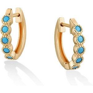 Gold Hoop Earrings Huggie for Women Cubic Zirconia 14k Gold Plated Small Huggie Hoops Earrings Hypoallergenic Jewelry Gifts - 1 of 4