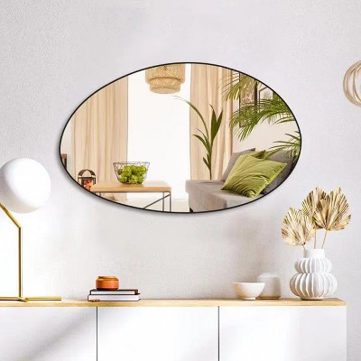 HOMLUX Frameless Irregular Bathroom Mirror Decorative Wall Mirror Entryway Bedroom,Black