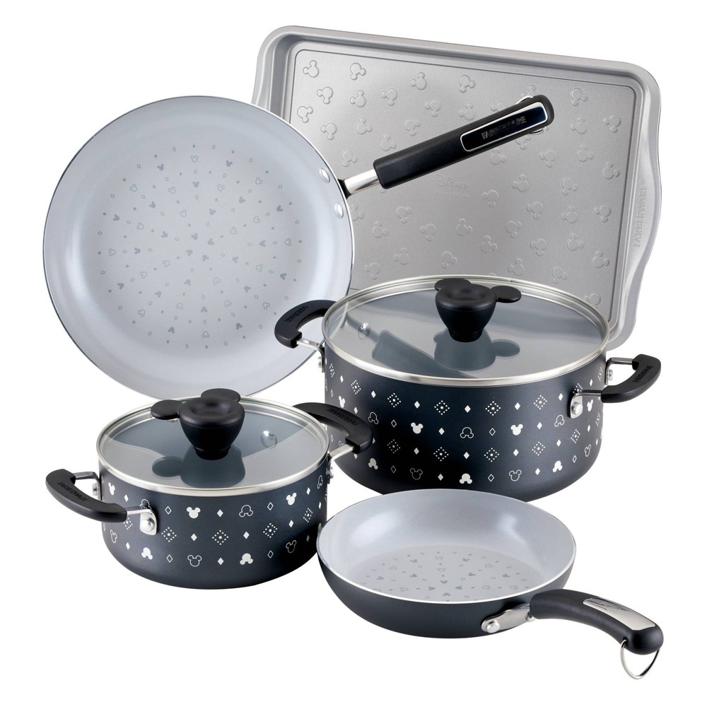 Farberware Disney Monochrome 7pc Ceramic Nonstick Cookware Set Black