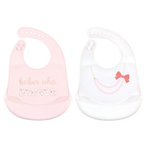Little Treasure Baby Girl Silicone Bibs 2pk, Brunch, One Size - 1 of 1