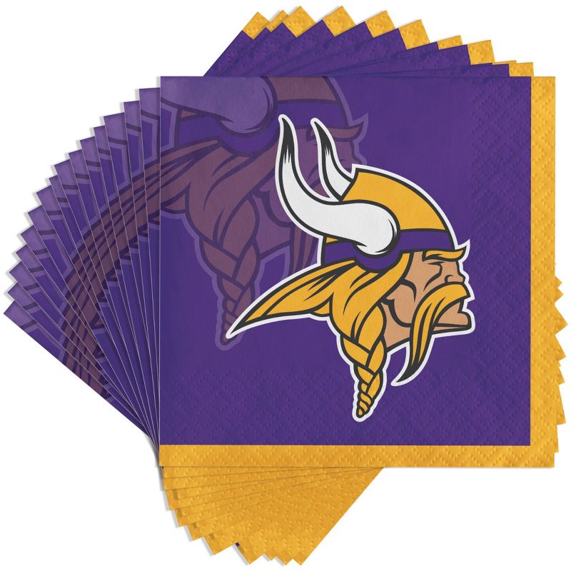 48ct Minnesota Vikings Football Beverage Napkins, 2 of 4