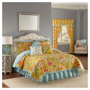 Yellow Floral Modern Poetic Reversible Quilt Set (Twin) 3pc - Waverly