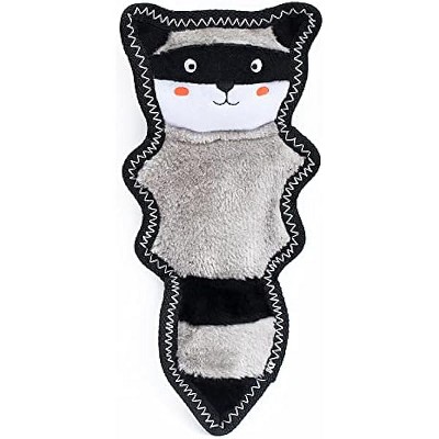 ZippyPaws Z-Stitch Skinny Peltz - No Stuffing Dog Toy, Squeaky Pet Toy, Soft Plush Unstuffed Chew Toys - Raccoon, 12.5"