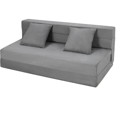 olding Sofa Bed, Foldable Couch Bed with Pillow, Convertible Sleeper Chair Mattress, Futon Floor Couch with Memory Foam Washable Cover, Gray