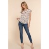 Slickblue Women's Floral Print Woven Tulip Sleeve Top, Round Neck Pleated Blouse - Blue/Ivory, Size S-L - 2 of 4