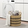 Tangkula Seagrass Basket Set of 3 Stackable Storage Bins w/ Handles Home Organizers - 3 of 4