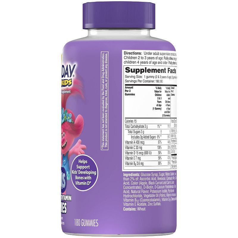 One A Day Kids&#39; Multivitamin -Trolls Complete Gummies - Fruit Flavors - 180ct, 3 of 6