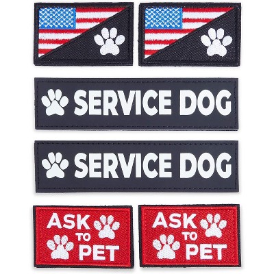 Okuna Outpost 6-Pack Service Dog Vest Embroidery Patches, Ask to Pet Patch in 3 Designs (2 Sizes)