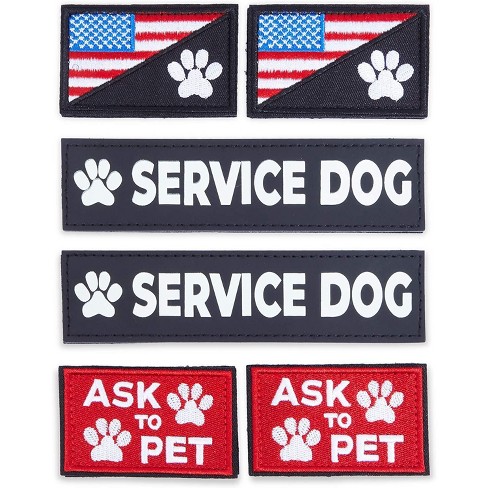 Red Service Dog Vest has Patches Sewn On