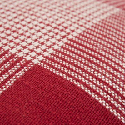 Red and White Plaid Cotton Polyester 20" x 20" Pillow Cover