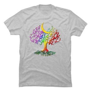 Adult Design By Humans Rainbow Pride Tree of Life By Fluffydstroyer T-Shirt - 1 of 2