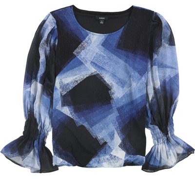 Alfani Womens Smocked Pullover Blouse