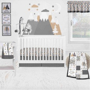 Bacati - Woodlands Forest Animals Beige/Grey 10 pc Boy or Girl Gender Neutral Unisex Baby Crib Bedding Set with 2 Crib Fitted Sheets - 1 of 4
