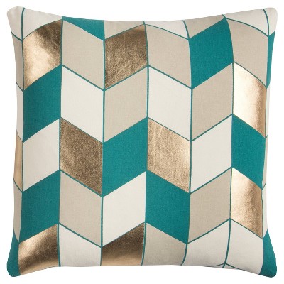 Teal and gold accent pillows sale