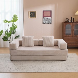 Whisen Sectional Compression Sofa Bed & Floor Futon Couch with Convertible Folding Design, Pillows and Armrests - 1 of 4