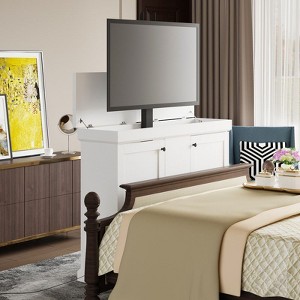 Famapy Stylish Lift Gaming Station,Automatic Height Adjustment, Ample Storage & Safety Features, Media Console for Home Gaming Zones & Living Spaces - 1 of 4