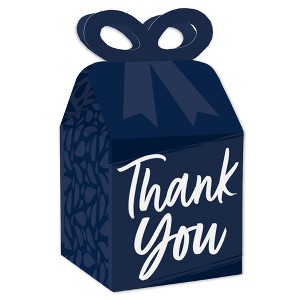 Big Dot of Happiness Navy Blue Elegantly Simple - Square Favor Gift Boxes - Guest Party Favors Bow Boxes - Set of 12 - 1 of 4
