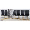 Akoasm Modern Upholstered High Toughness PU Arch Dining Chair Study Chair With Arched Metal Gold Leg Set of 6 For Hotel Living Room & Bedroom-Black - 3 of 4