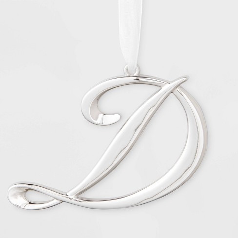 Metal Monogram Christmas Tree Ornament Letter H Silver - Wondershop™