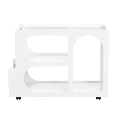 NicBex Modern Narrow Coffee Table with Lockable Wheels and Multilayer Storage for Living Room