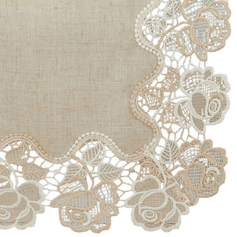 Saro Lifestyle Dining Table Runner With Lace Rose Border, 3 of 6
