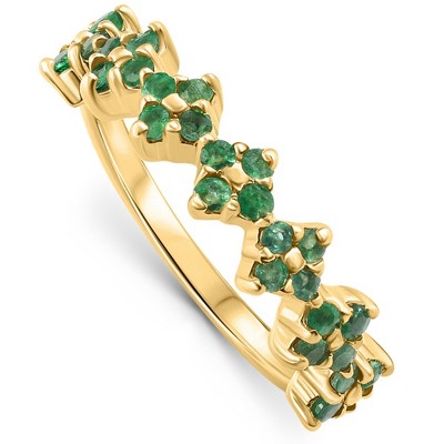 Pompeii3 1/2Ct Natural Emerald Wedding Ring Anniversary Stackable 14k Yellow Gold Band