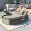 Whisen Outdoor Patio Daybed with Cushions and Pillows, Rattan Chaise Lounge with Adjustable Backrests and Foldable Cup Trays - 2 of 4